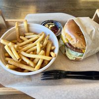 Chaga Mac Burger & fries  at ChagaRoot in Las Vegas