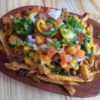 Loaded fries at Vegano O No in Panama City