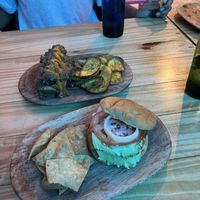 Cheese burger & chili dog  at Vegano O No in Panama City