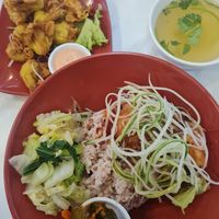 Sweet n sour Monkeyhead mushrom And Fried wanton at Yi Su Pin 一素品 - Chinatown in Central Singapore