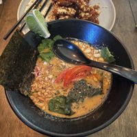Ramen with the Korean seiten. All much bigger than it looks in the pic  at Vegan Ramen Mei - Condesa in Mexico City