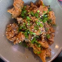 orange “chicken"  at Vegan Ramen Mei - Condesa in Mexico City