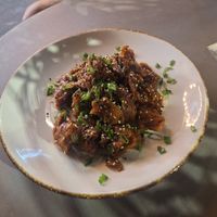 Orange "Pollo" at Vegan Ramen Mei - Condesa in Mexico City