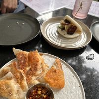 Fried dumplings and Bao Slider  at Planta Queen in Chicago