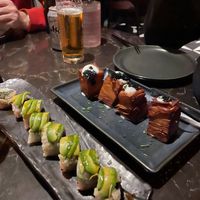 The dragon rolls and 1000 layer crispy potatoes  at Planta Queen in Chicago