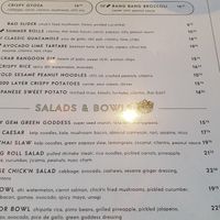Menu at Planta Queen in Chicago