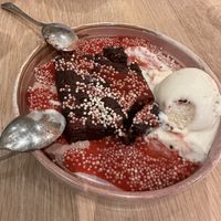 Brownie with vanilla ice cream  at Bloom Sushi - Quartier des Spectacles in Montreal