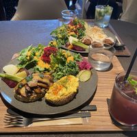 Delicious open sandwich plate & pomegranate soda   at Cafe Tarot - カフェタロ in Tokyo