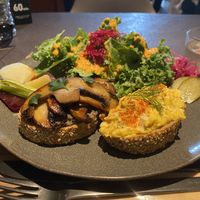 Open sandwich plate when mushroom and the yummiest vegan egg ever ❤️  at Cafe Tarot - カフェタロ in Tokyo