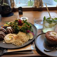 Falafel plate and a lemon muffin   at Cafe Tarot - カフェタロ in Tokyo
