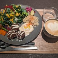 Falafel Plate with Oat Latte at Cafe Tarot - カフェタロ in Tokyo