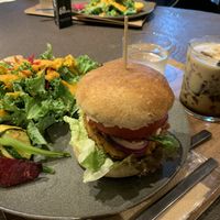 Burger and coffee jelly   at Cafe Tarot - カフェタロ in Tokyo