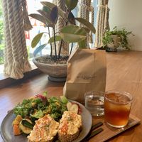 “Egg”-less salad and iced tea  at Cafe Tarot - カフェタロ in Tokyo