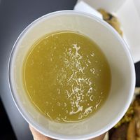 Fresh pineapple orange ginger juice   at Adina's Vegan Cuisine in St Louis