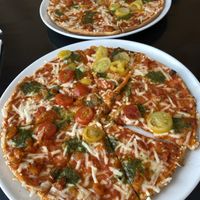 Vegan pizza (Dr Oetker frozen pizza)  at Godafoss Café-Bistro in Fossholl