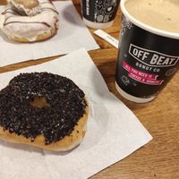 Soya Latte and Vegan donut 🍩 at Offbeat Donut Co in Cork