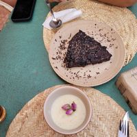 Mouhalabia and sweet potato brownie  at Pikala Cafe in Marrakech