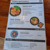 Menu at RAMEN-ISM in Amsterdam