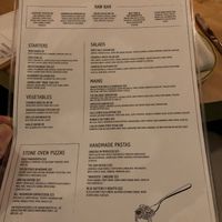 Dinner menu at Butcher's Daughter in West Hollywood