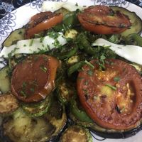 Vegetarian salad with fried eggplants   at Chez Rachid in Fes