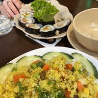 5colour rice and saitan sushii  at Genkan Vegan Cafe in Dong Hoi