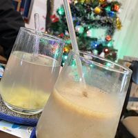 Banana coffee and ginger tea  at Genkan Vegan Cafe in Dong Hoi