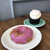 Blueberry doughnut and chocolate cupcake at Tori's Bakeshop - The Beach in Toronto