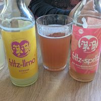 Fritz drinks at Fika Ladencafé in Munich