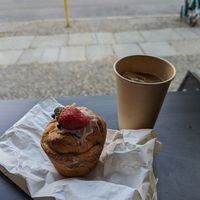 Pastry and coffee at The Sanctuary in Berlin