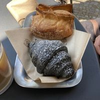Chocolate cornetto and savory pastry  at The Sanctuary in Berlin