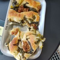 Focaccia with sausage at The Sanctuary in Berlin
