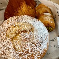 Chocolate cornetto, pistachio cannoncini, and hazelnut girelle at The Sanctuary in Berlin