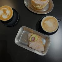 matcha cornetto and pistaccio pastry at The Sanctuary in Berlin