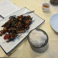 Mock fish with mushrooms at Bodhi Village in Flushing