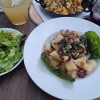 Mangold-Gnocchi mit Salat at Schlicht Vegan in Vienna