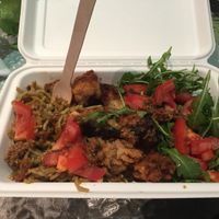 Tasty homemade red pasta at Shambala in Zagreb