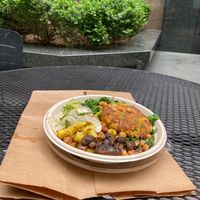 Aloo tikki bowl; very tasty at Blue Park Kitchen in New York City