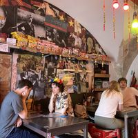 The tables inside  at Viet.inės in Vilnius