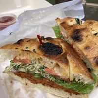 Evergreen sandwich. Delicious!   at Sticks and Stones Clay Oven Pizza in Greensboro