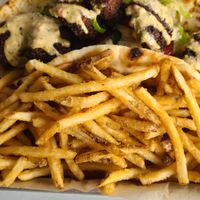 Falafel wrap and fries at Trail Life Brewing in Grand Junction