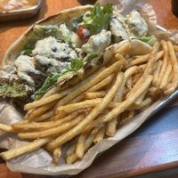 Falafel wrap and fries!  at Trail Life Brewing in Grand Junction