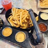 Fries & sauce flight   at Trail Life Brewing in Grand Junction