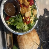 Tofu katsu with side salad   at Trail Life Brewing in Grand Junction