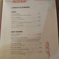 Menu at La Vida in Denia