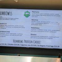 Menu board at Humbowl in Berkeley