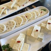 Frozen tofu, lotus root, fresh tofu  at Chengdu Memory 蓉城老火锅 in Seattle