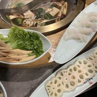 Tofu, lotus roots, and noodles  at Chengdu Memory 蓉城老火锅 in Seattle