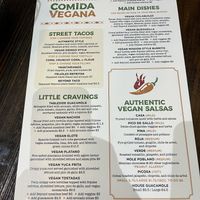 Vegan Menu  at Papi's Tacos in Ocean City