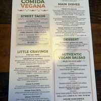 vegan menu  at Papi's Tacos in Ocean City