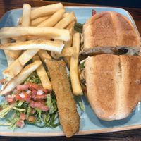 Vegetarian Torta with fries  at Papi's Tacos in Ocean City